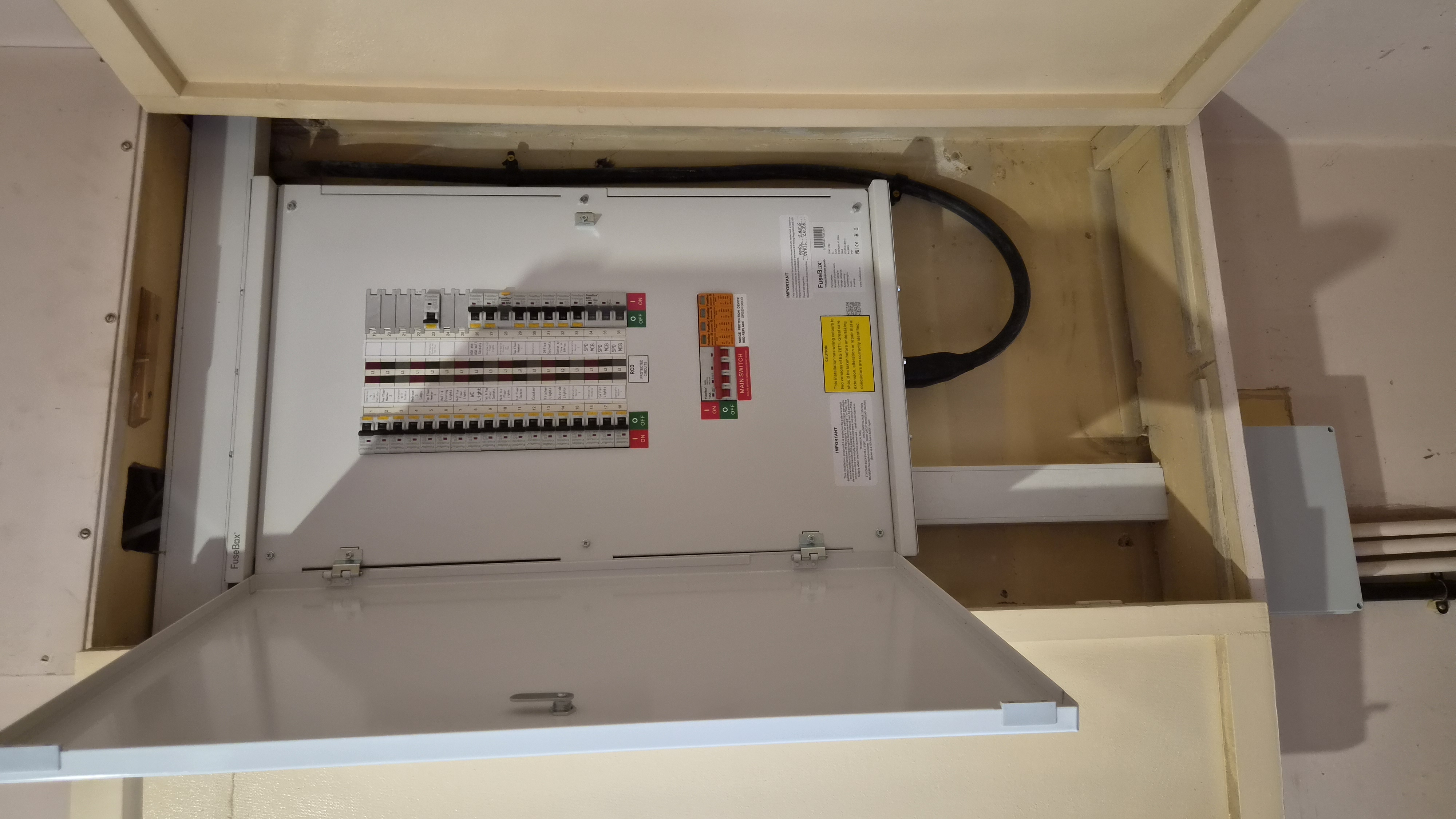 Neat modern RCBO consumer unit